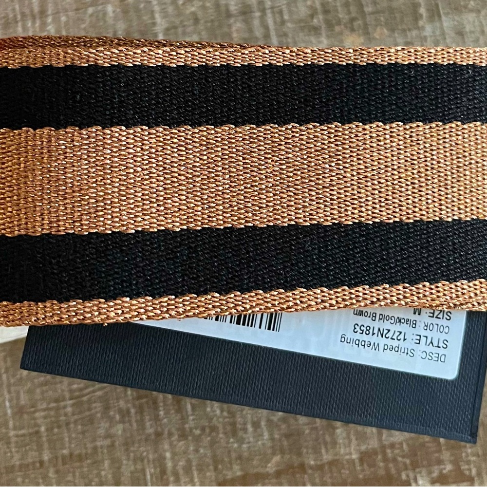 MZ Wallace Black & Golden Brown Lurex Adjustable Crossbody Strap NWT